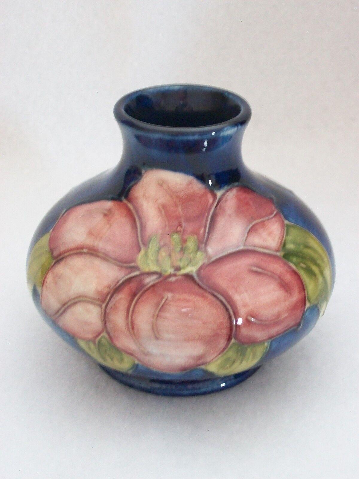 British MOORCROFT - 'Clematis' - Vintage Hand Painted Ceramic Vase - U.K. - Circa 1950's For Sale