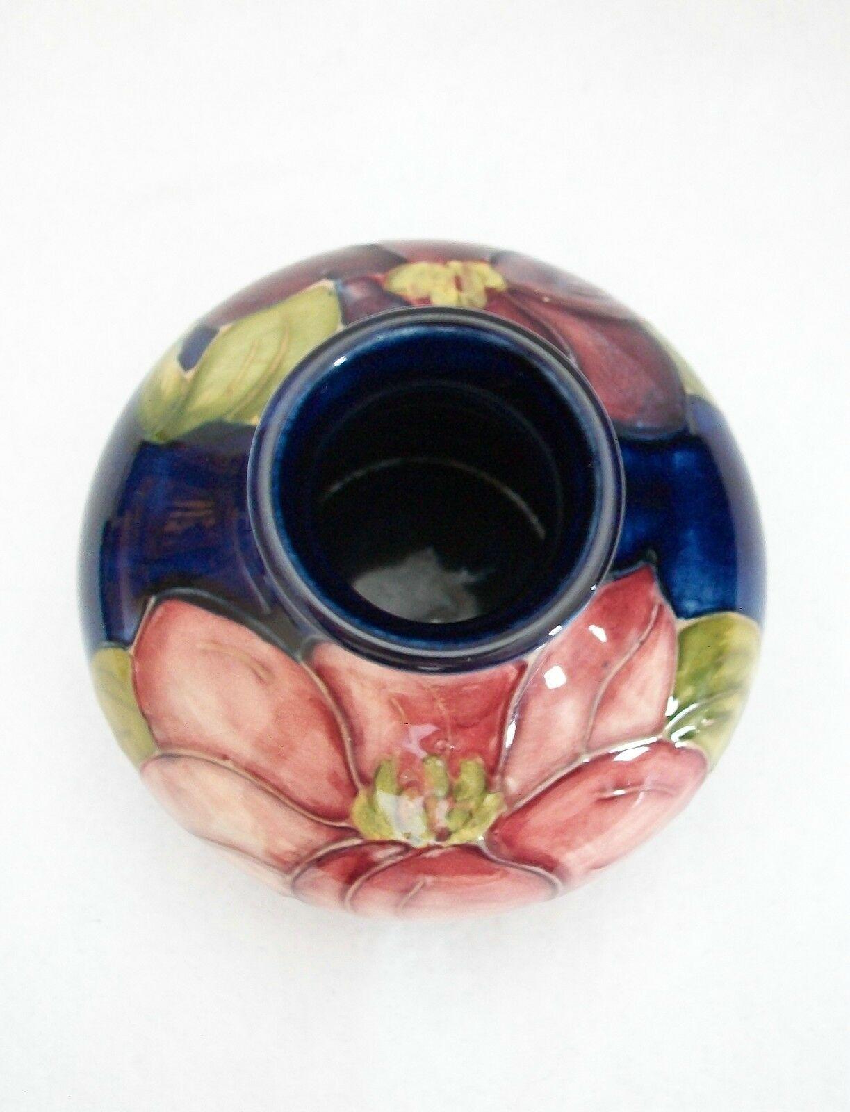 20th Century MOORCROFT - 'Clematis' - Vintage Hand Painted Ceramic Vase - U.K. - Circa 1950's For Sale