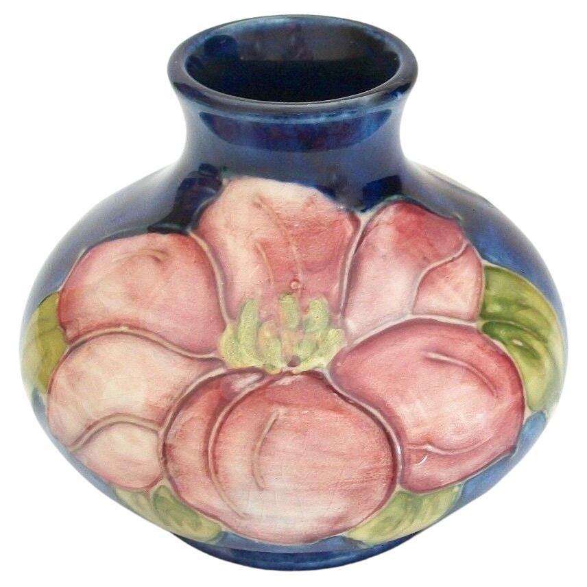 MOORCROFT - 'Clematis' - Vintage Hand Painted Ceramic Vase - U.K. - Circa 1950's For Sale