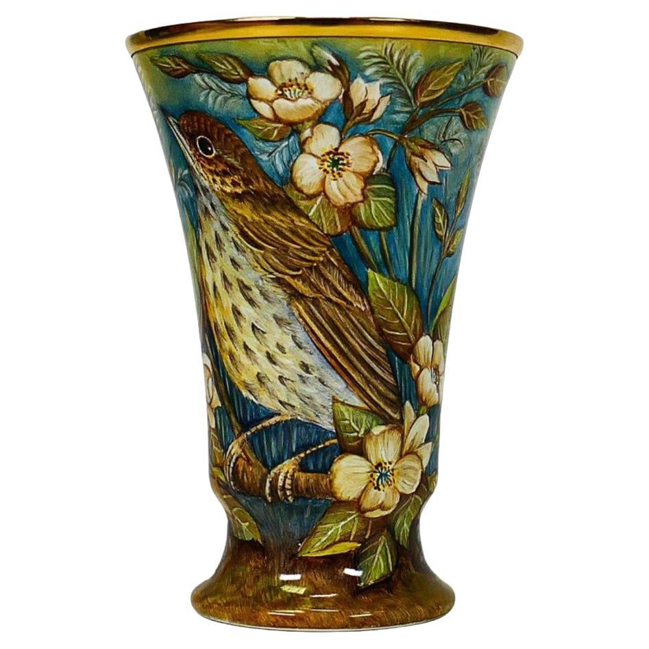 MOORCROFT enamel in the Song Thrush by Sandra Dance LimIted ed 7/35 BEST QUALITY For Sale