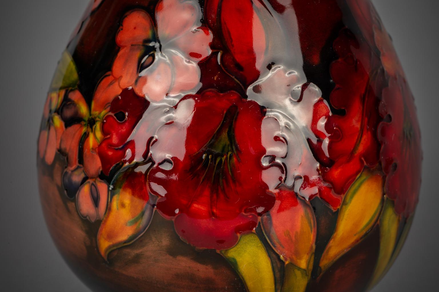 Mid-20th Century Moorcroft Flambe Orchid Vase, circa 1955 For Sale