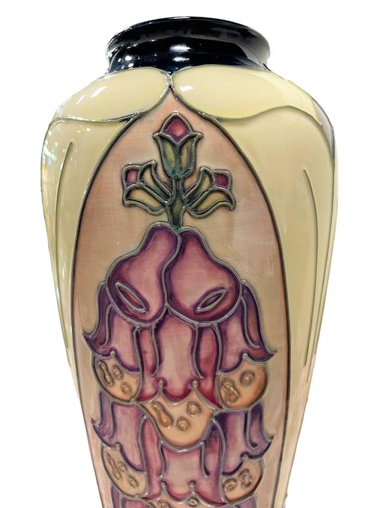 Art Nouveau Moorcroft Foxglove Vase designed by Rachel Bishop 1993.