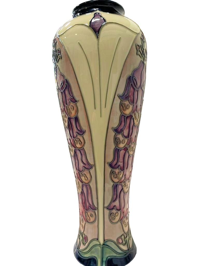 English Moorcroft Foxglove Vase designed by Rachel Bishop 1993.