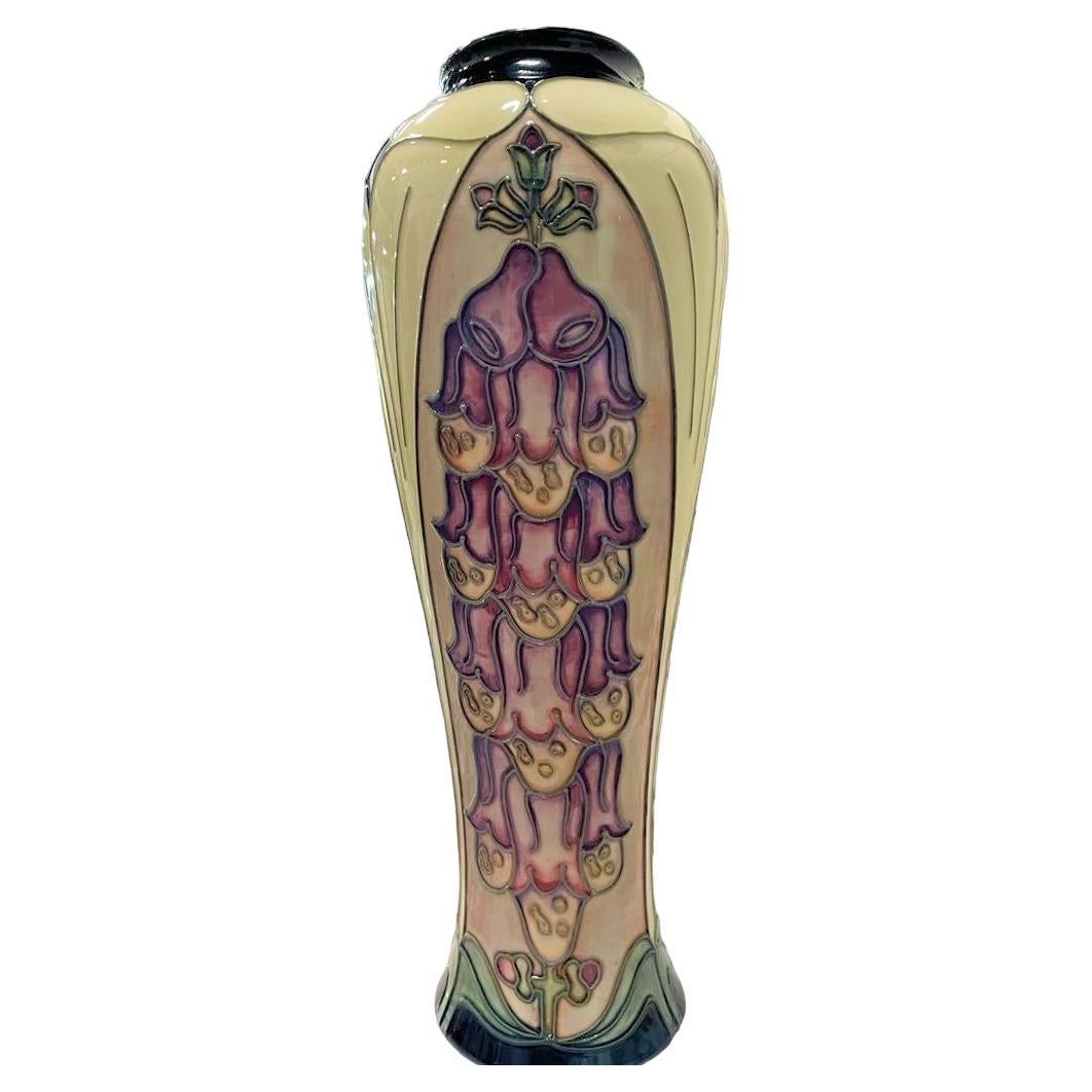 Moorcroft Foxglove Vase designed by Rachel Bishop 1993. For Sale