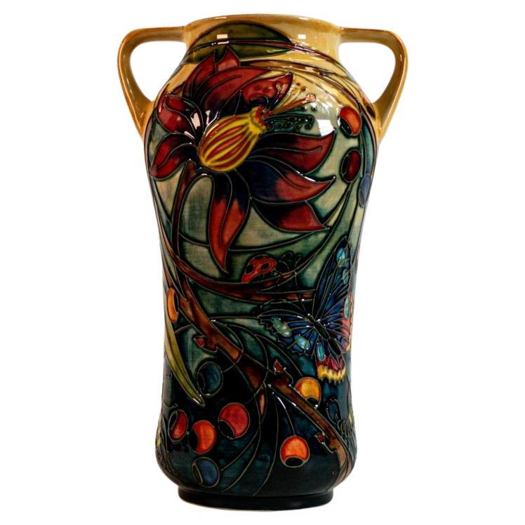 MOORCROFT HARTGRING pattern twin handled vase. Emma BOOSONS design. 