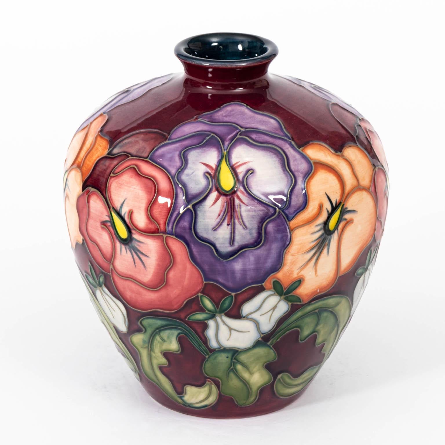 Late 20th Century Moorcroft Pansy Vase For Sale