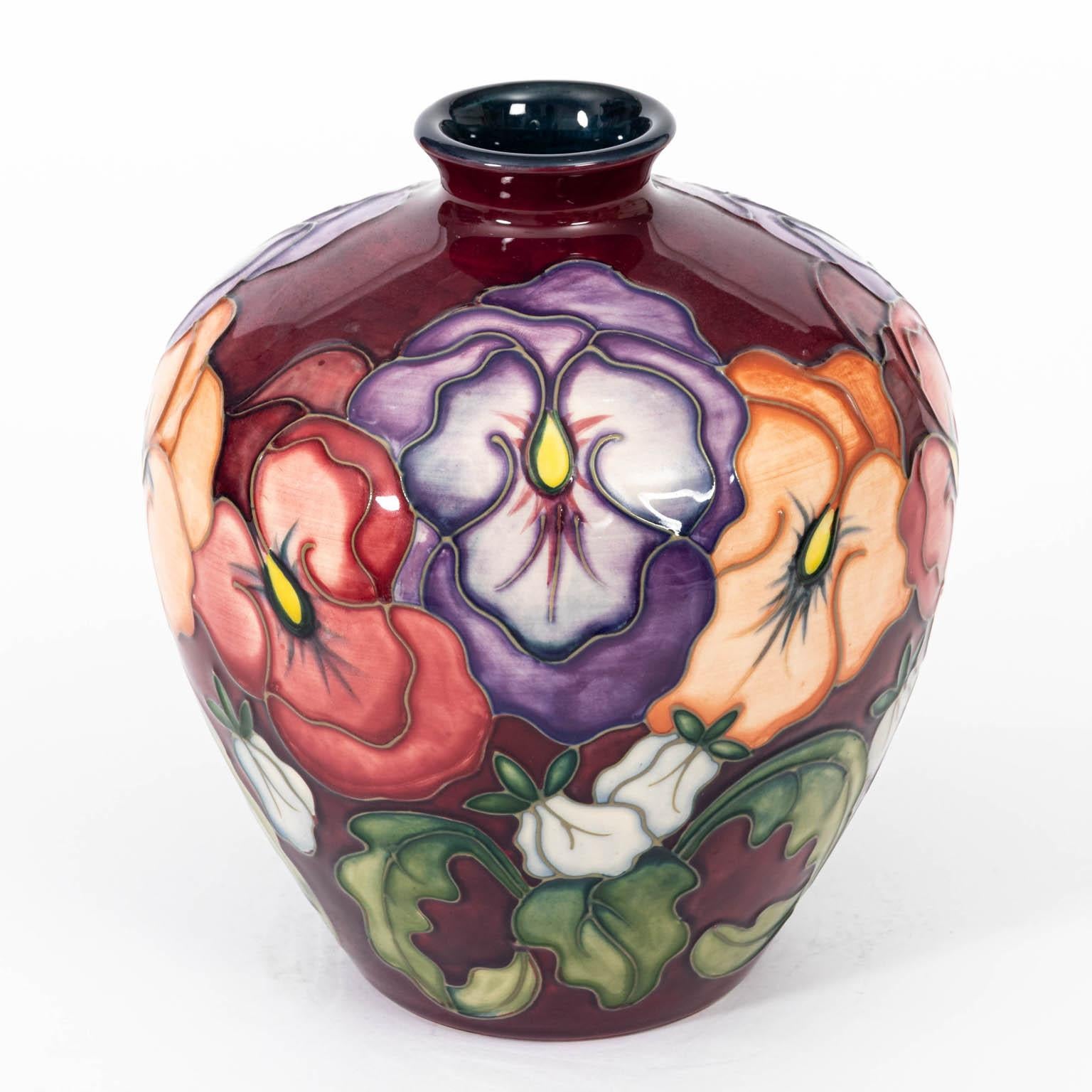 Pottery Moorcroft Pansy Vase For Sale