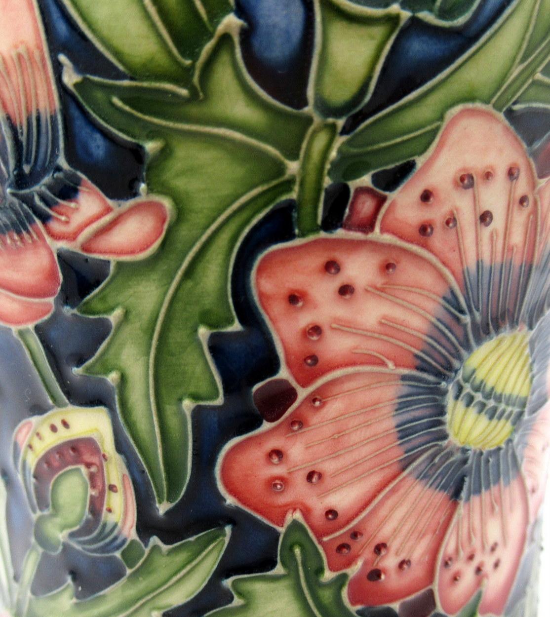 20th Century Moorcroft Pheasants Eye Pattern Large Flower Vase Hand Decorated Shirley Hayes