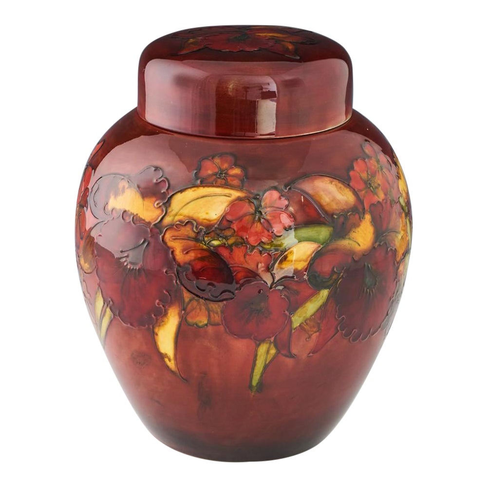 Moorcroft Pottery Große Flambe Orchid Ginger Jar, c1955 im Angebot