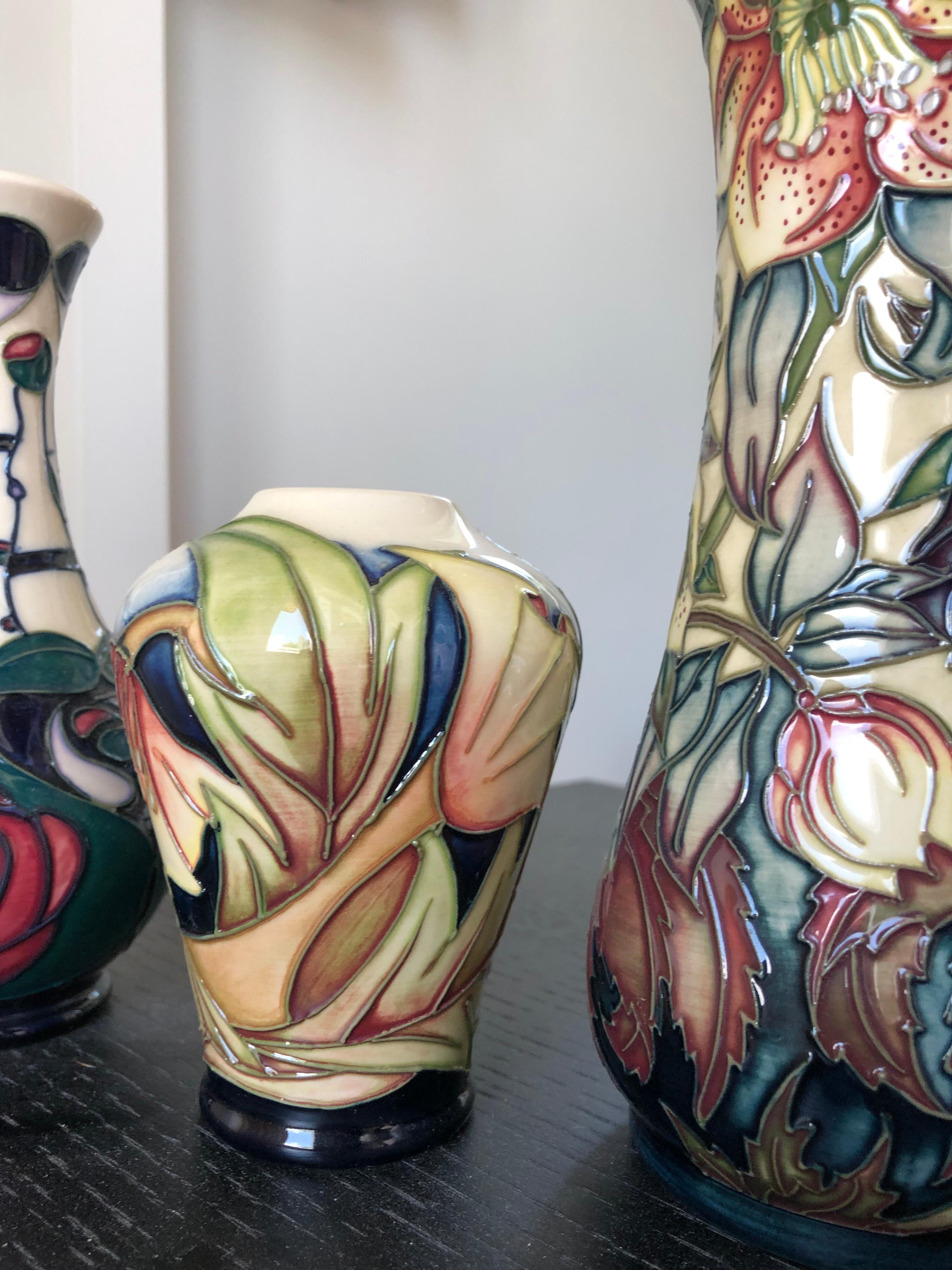 Moorcroft Pottery Made in England Design Four Flower Vases 3