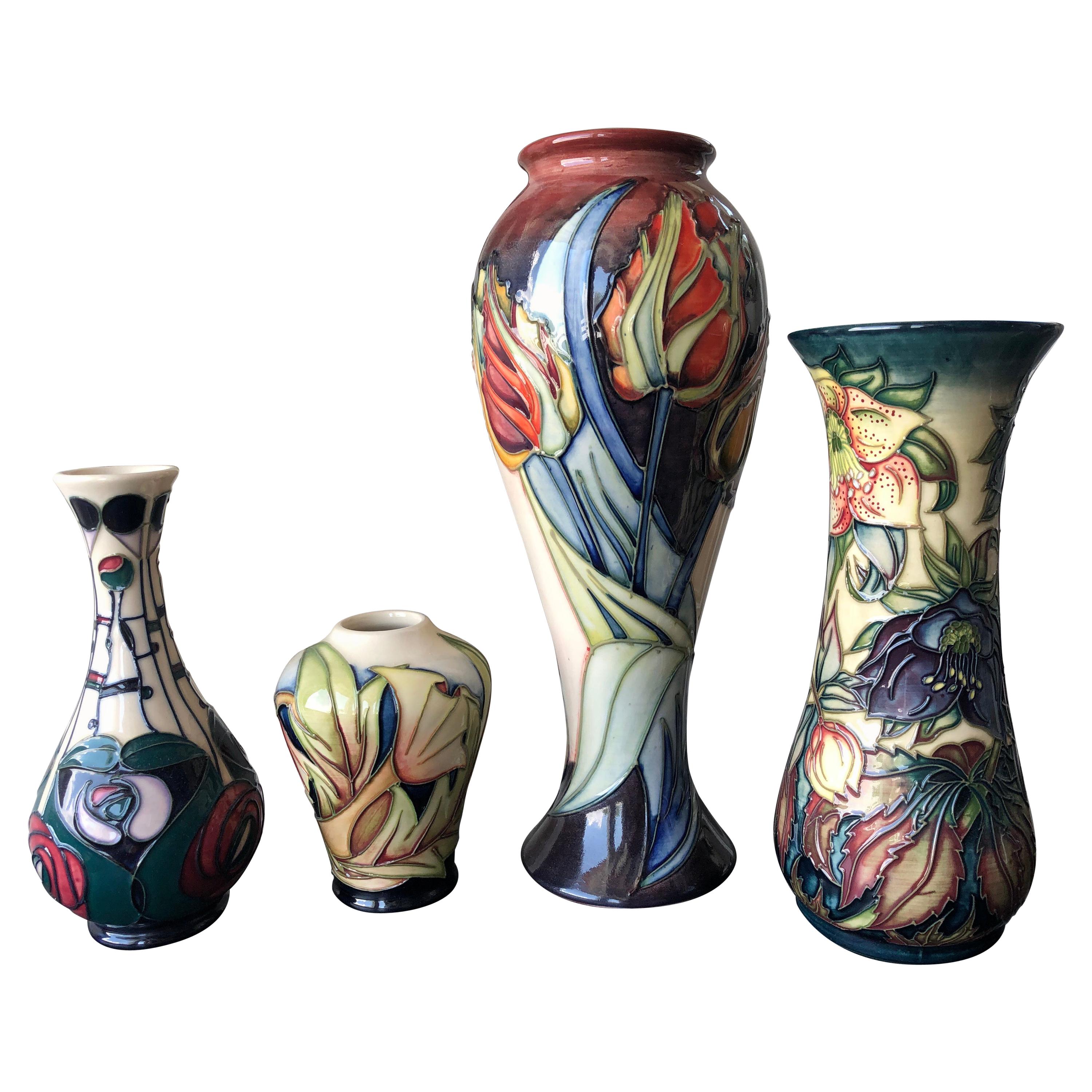 Moorcroft Pottery Made in England Design Four Flower Vases
