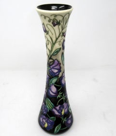 Moorcroft Sweet Pea Pattern Large Flower Vase Hand Decorated Artist Sally Tuffin