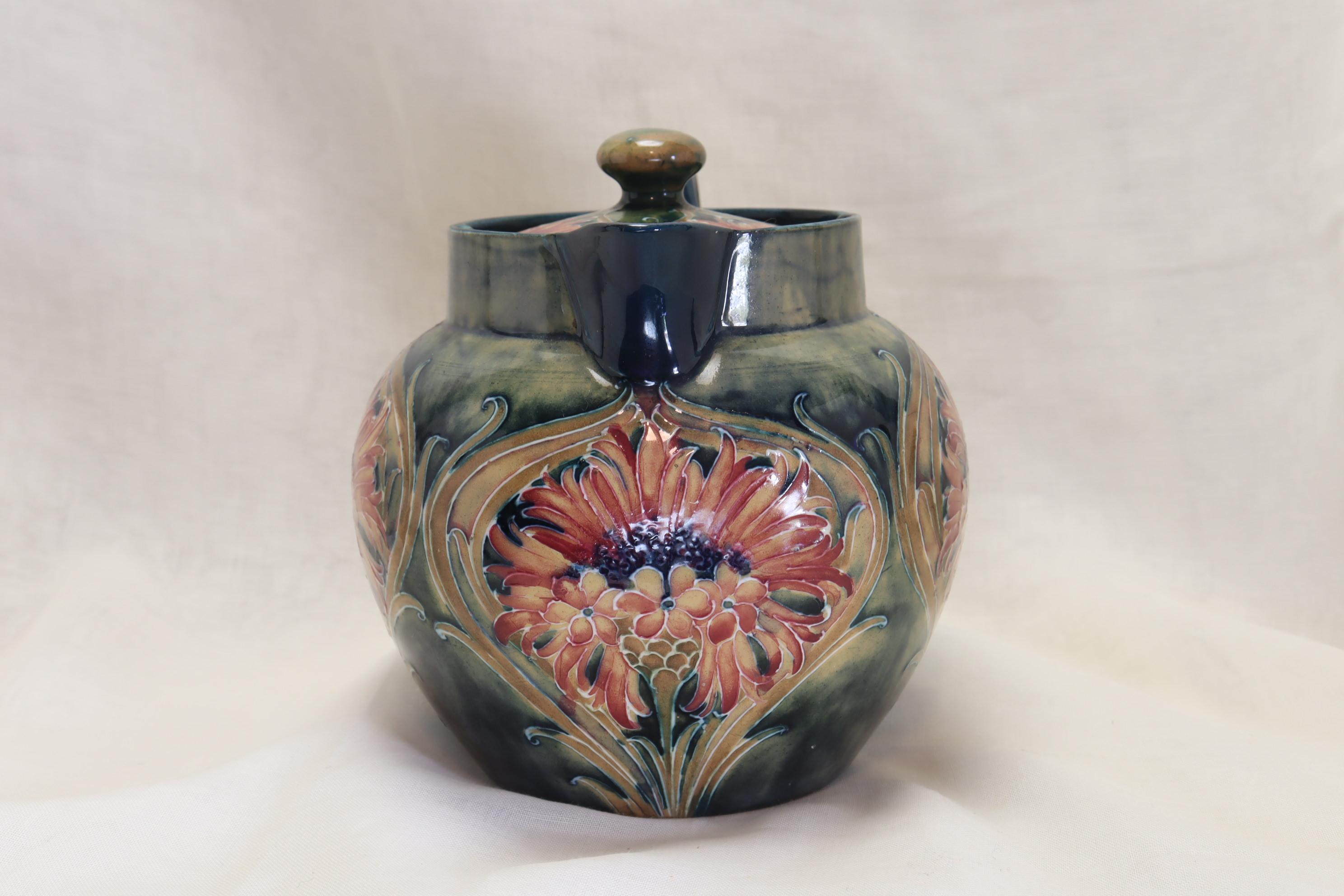 Arts and Crafts Moorcroft Teapot Cornflower Design For Sale
