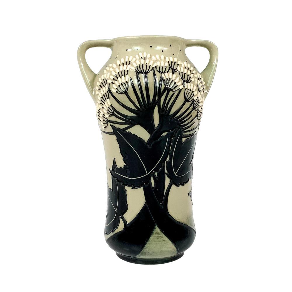 English Moorcroft Twin Handled Vase Summer Silhouette Pattern By Vicky Lovatt Shape 375/ For Sale