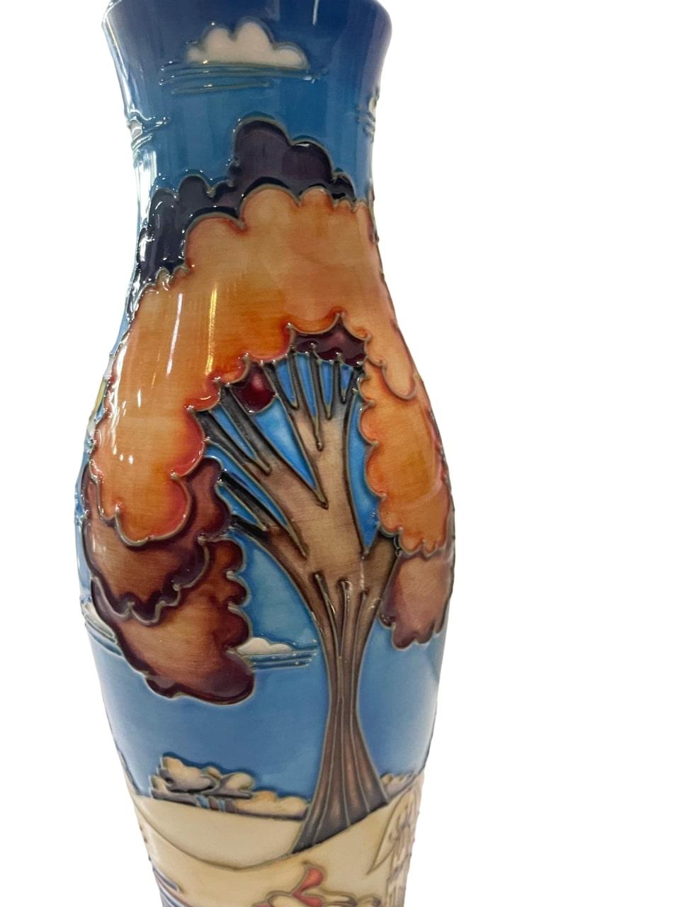 MOORCROFT Wanderers Sky vase, designed by Emma Bossons, shape 120/9. In Good Condition For Sale In Richmond Hill, ON