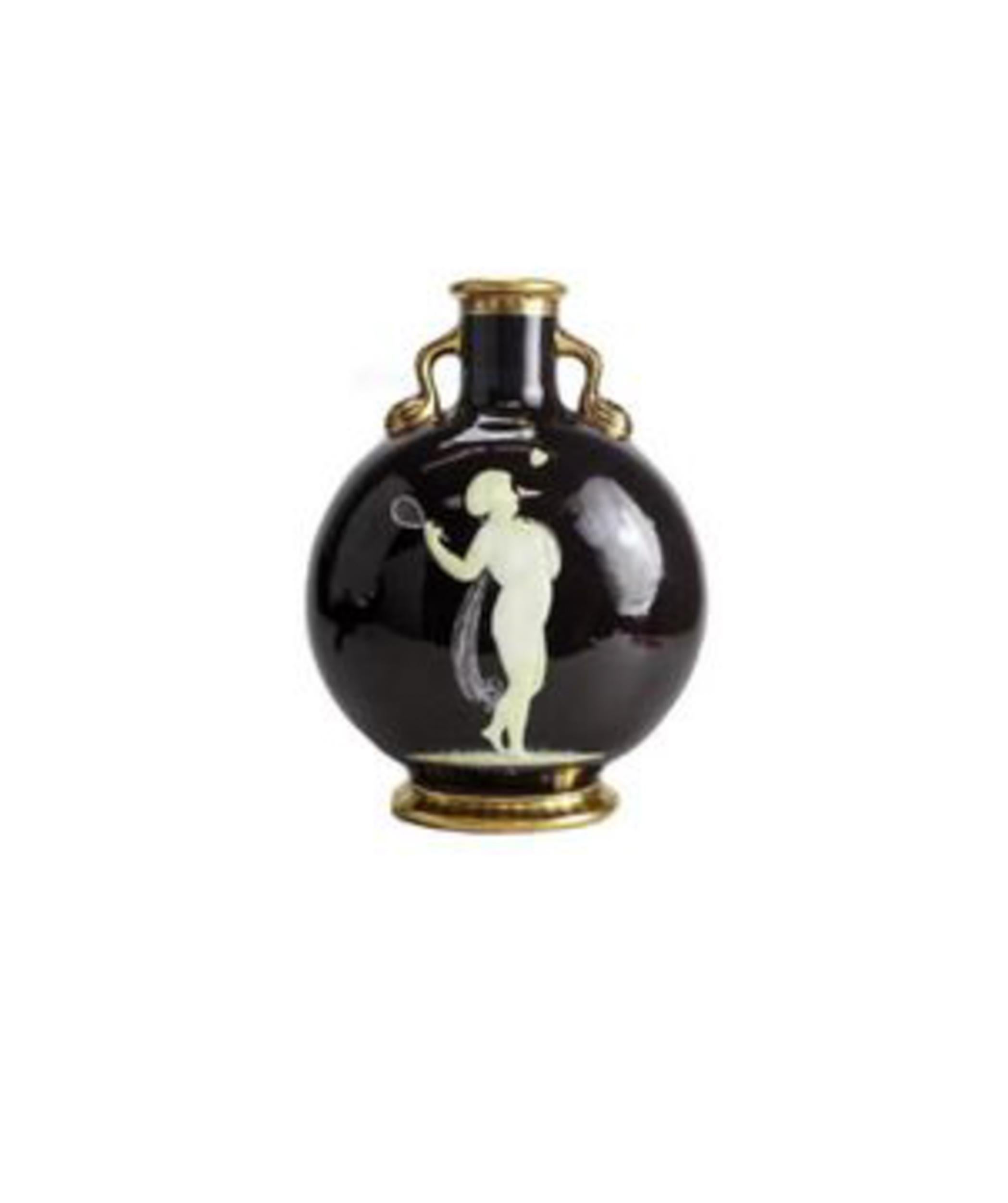 Moore Bros Pate Sur Pate Porcelain Moon Flask Henry, Tennis Player, 19th Century For Sale 1