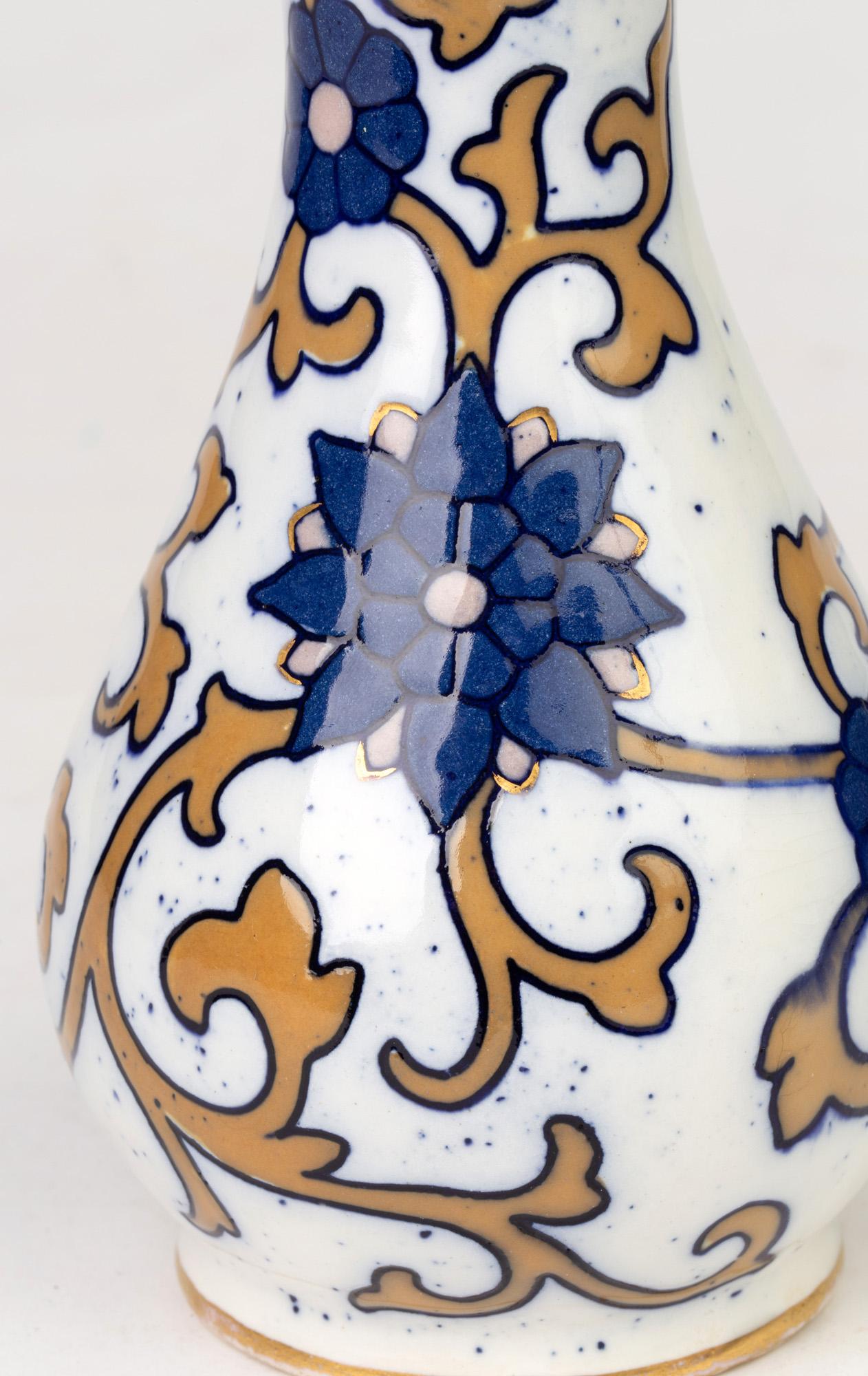 Moore Brothers Art Nouveau Art Pottery Floral Design Vase 4