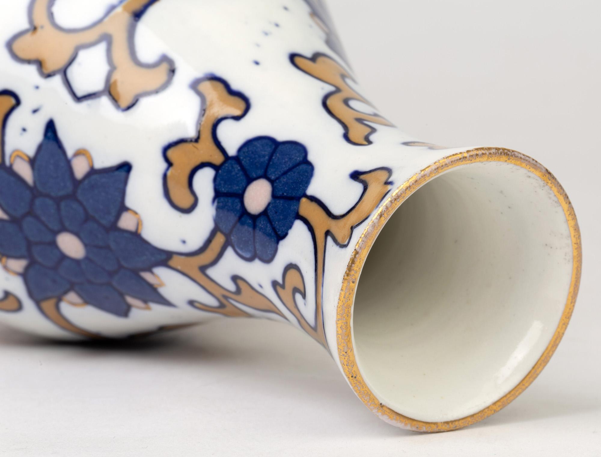 English Moore Brothers Art Nouveau Art Pottery Floral Design Vase