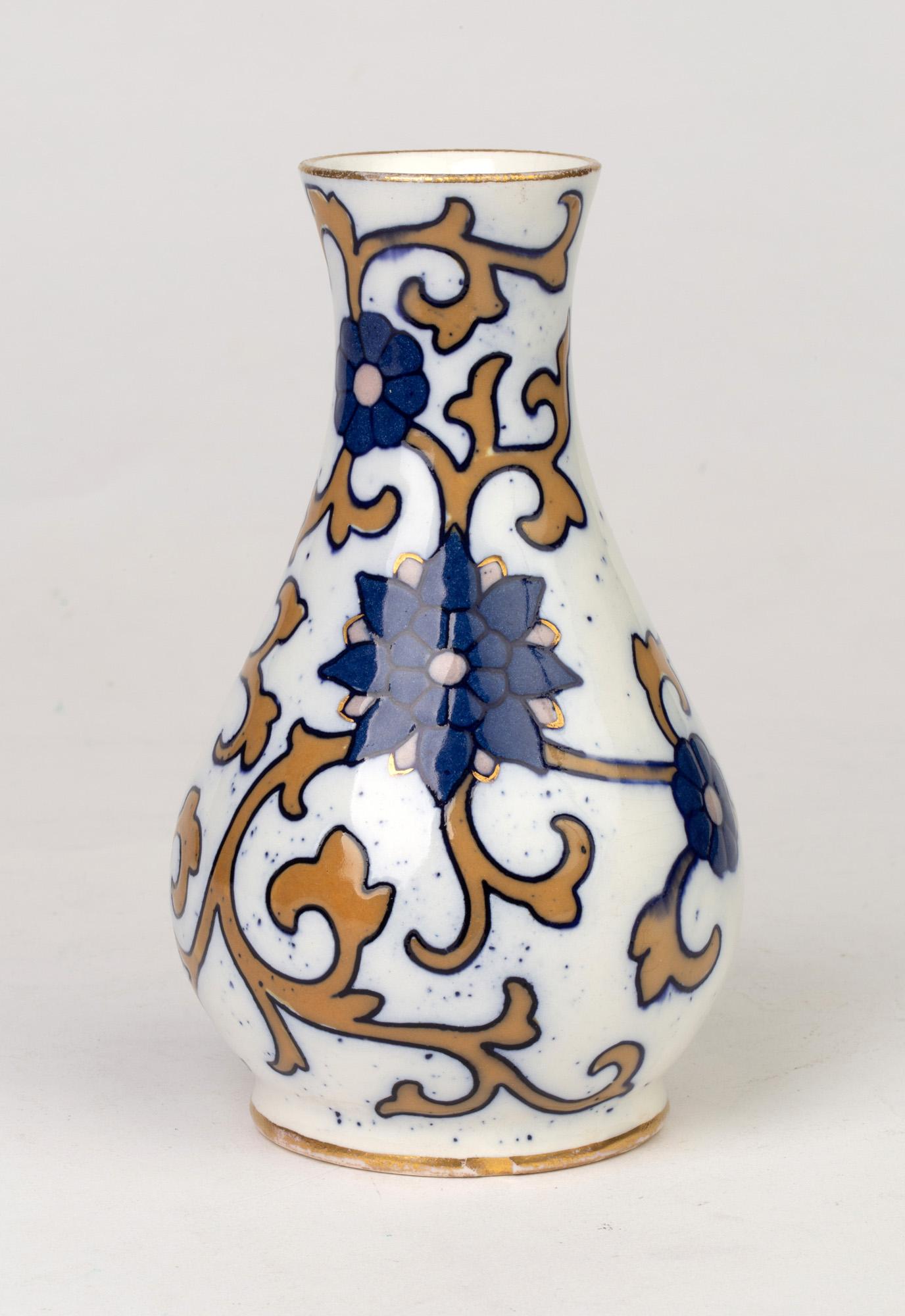 Glazed Moore Brothers Art Nouveau Art Pottery Floral Design Vase