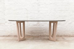 Bespoke Oval Sculptural Dining Table, Solid Wood, Patinated Metal & Resin