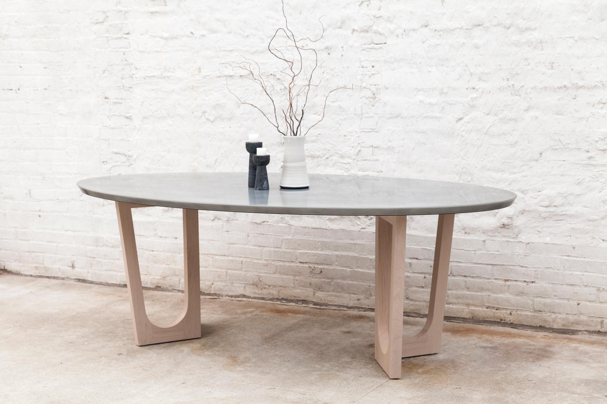 Blackened Moore Dining Table, Customizable Metal, Resin and Wood For Sale