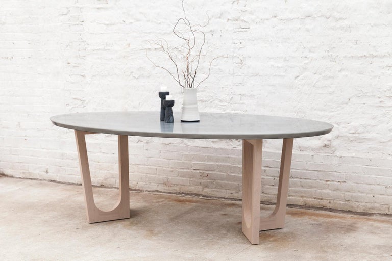 Blackened Moore Dining Table, Customizable Metal, Resin and Wood For Sale