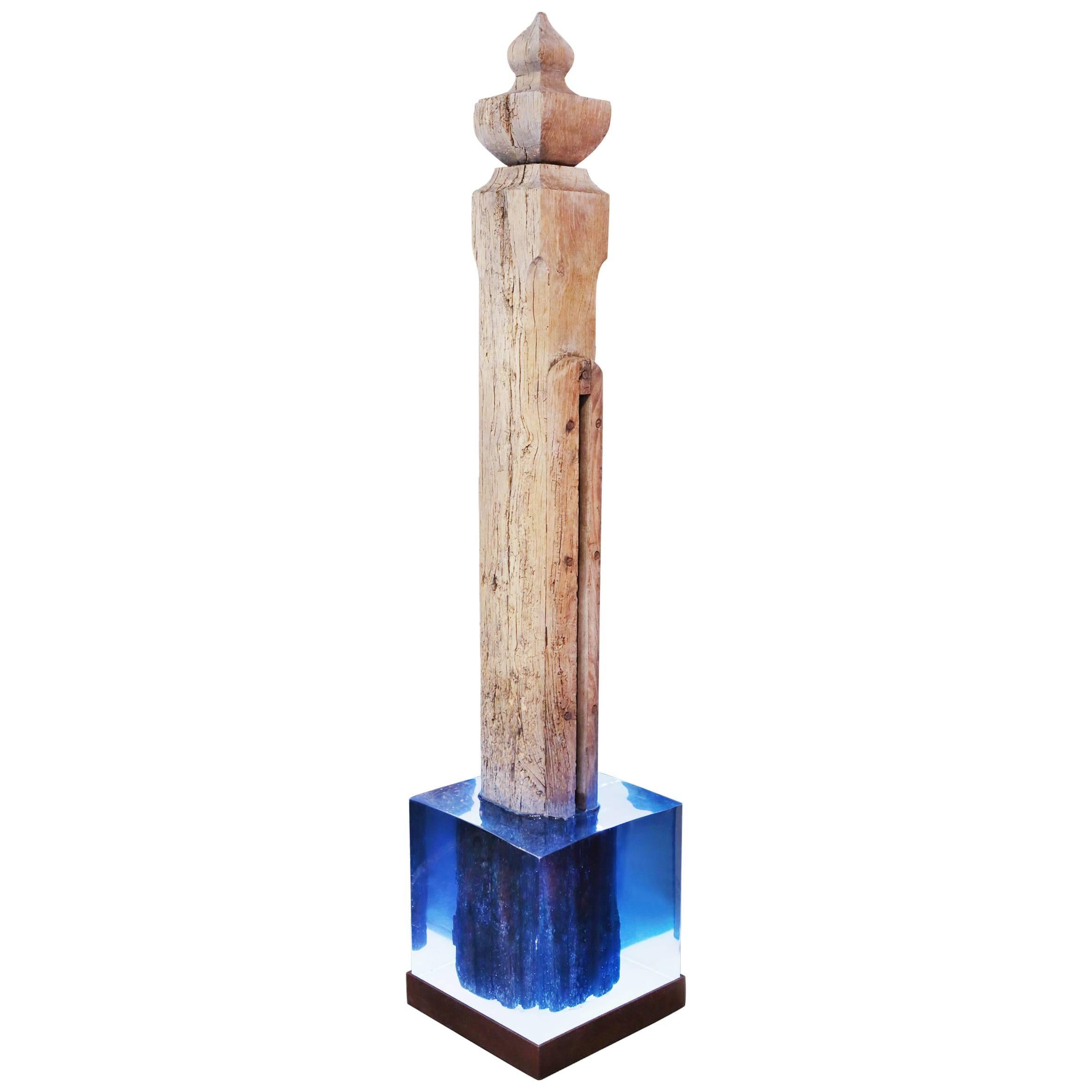 Sculpture de colonnes Venezia mauresque sur socle éclairé en résine