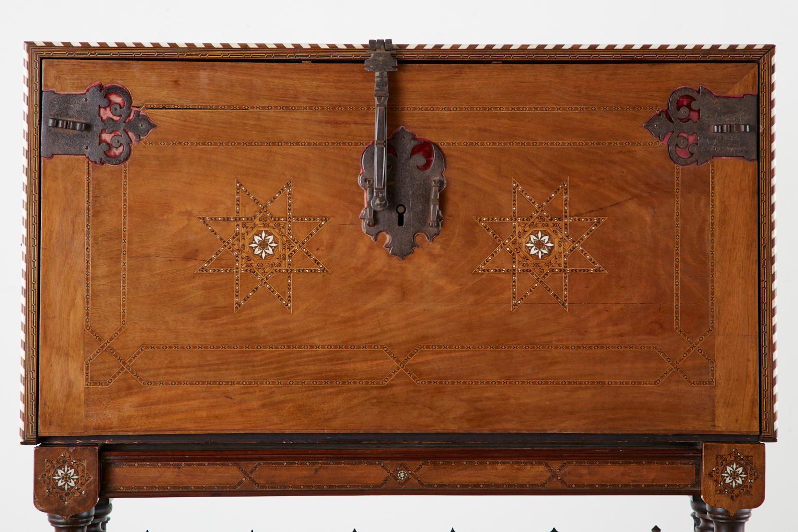 Moorish 18th Century Spanish Vargueño Cabinet Desk on Stand 2