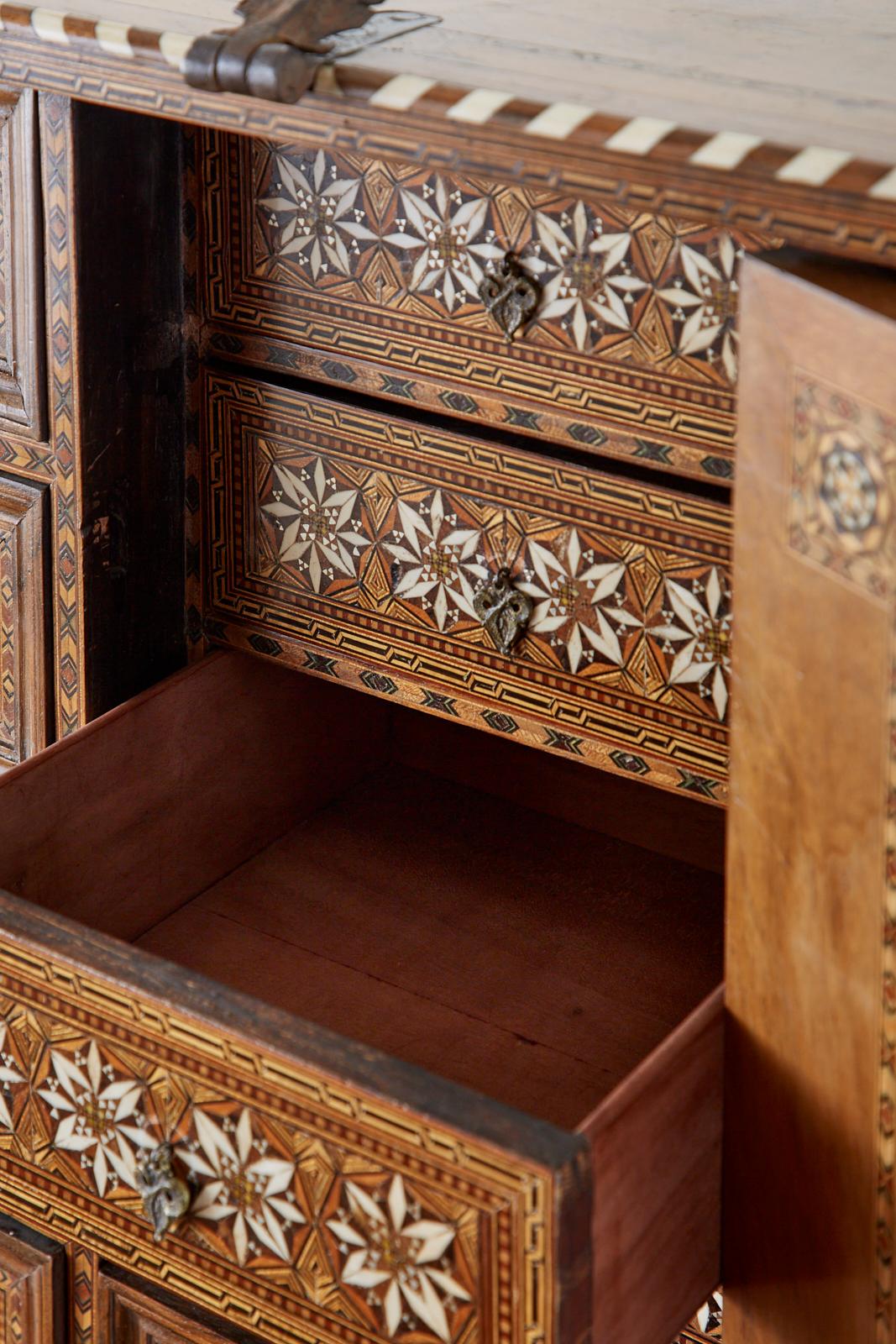 Moorish 18th Century Spanish Vargueño Cabinet Desk on Stand 10