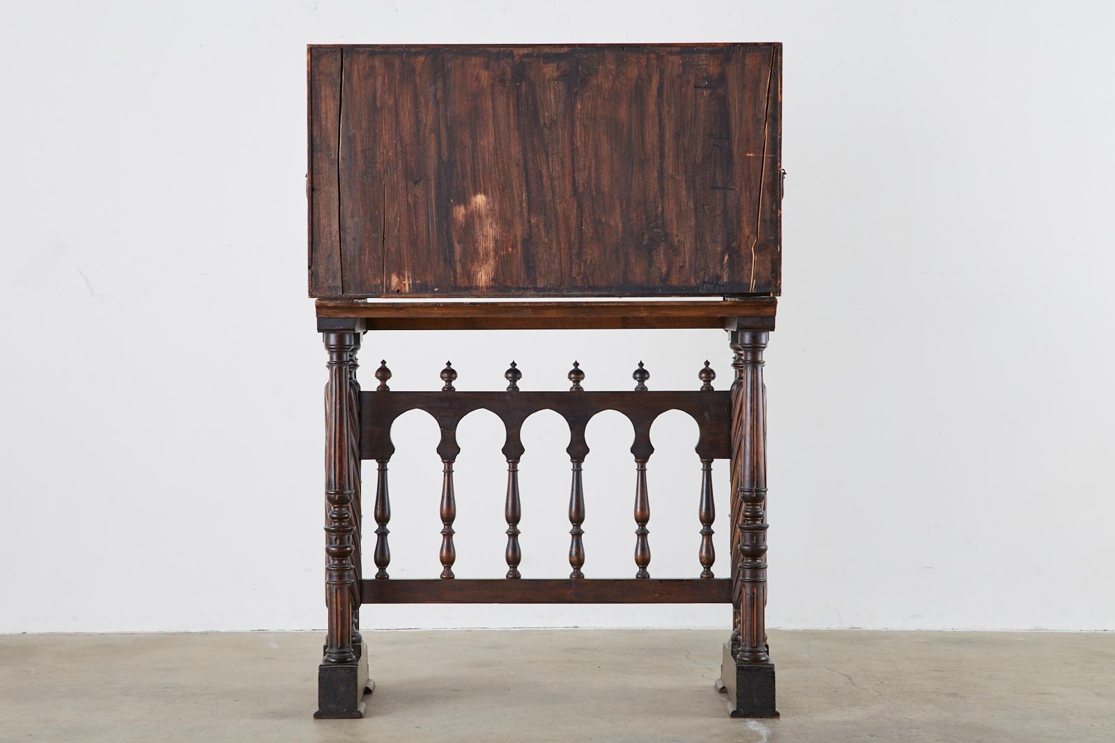 Moorish 18th Century Spanish Vargueño Cabinet Desk on Stand 11