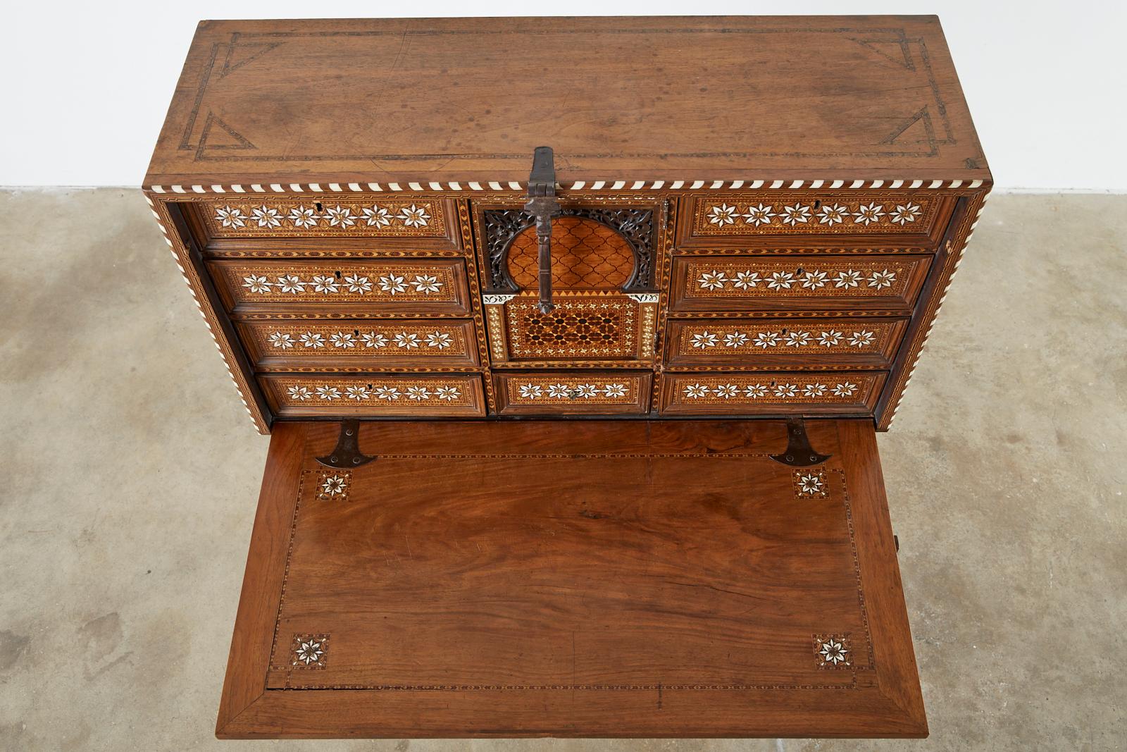 18th Century and Earlier Moorish 18th Century Spanish Vargueño Cabinet Desk on Stand