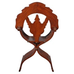 Moorish Anglo Indian Armchair, Brass Inlaid, Hand-Crafted, 1950, Syria
