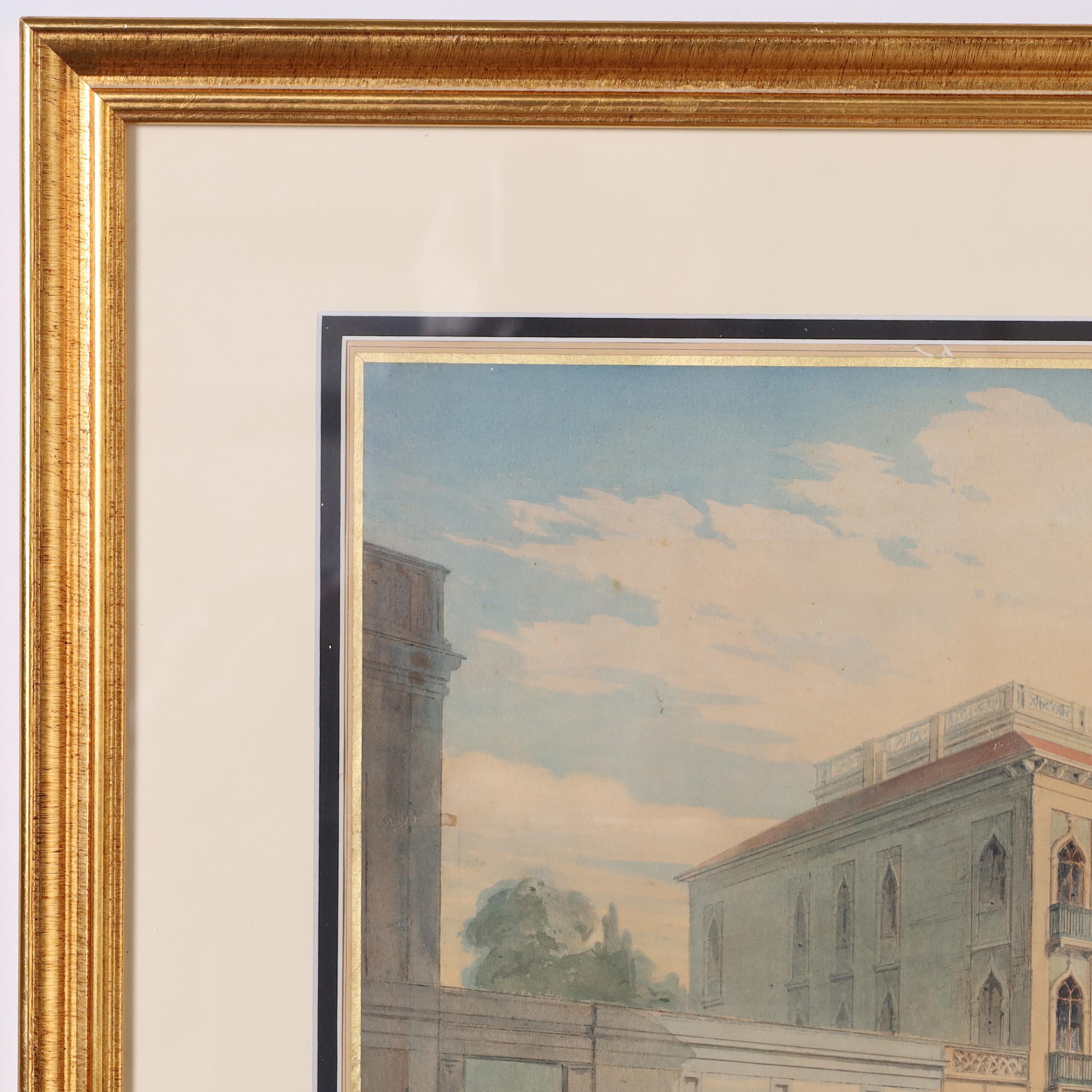 Moorish Antique Watercolor on Paper of French Algeria In Good Condition For Sale In Palm Beach, FL