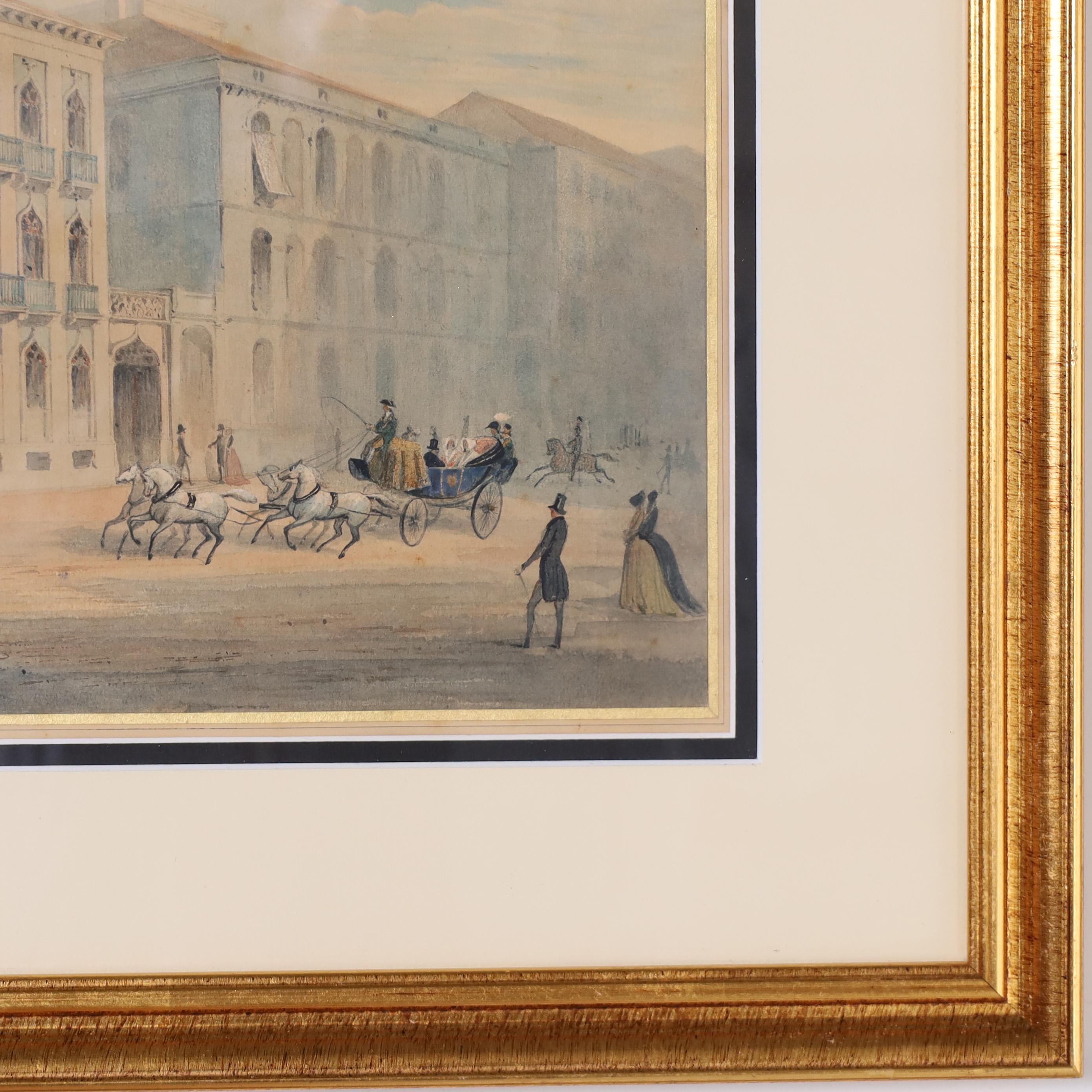 Paint Moorish Antique Watercolor on Paper of French Algeria For Sale