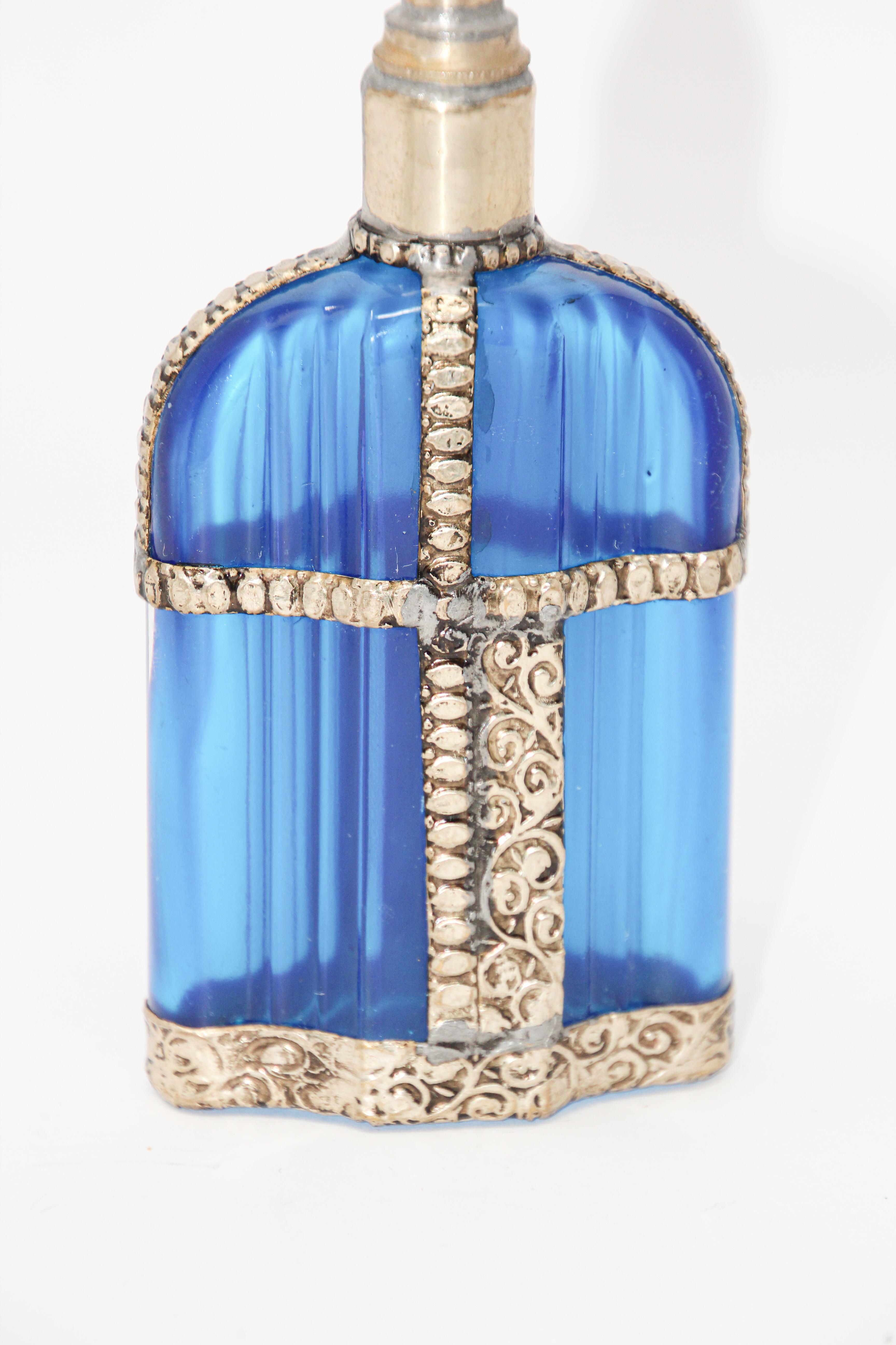 vintage blue perfume bottle