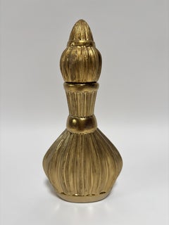 Moorish Bohemian Gilt Porcelain Flask with Lid 10" Tall