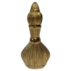 Vintage Moorish Style Gilt Ceramic Perfume Bottle with Stopper Hollywood Regency