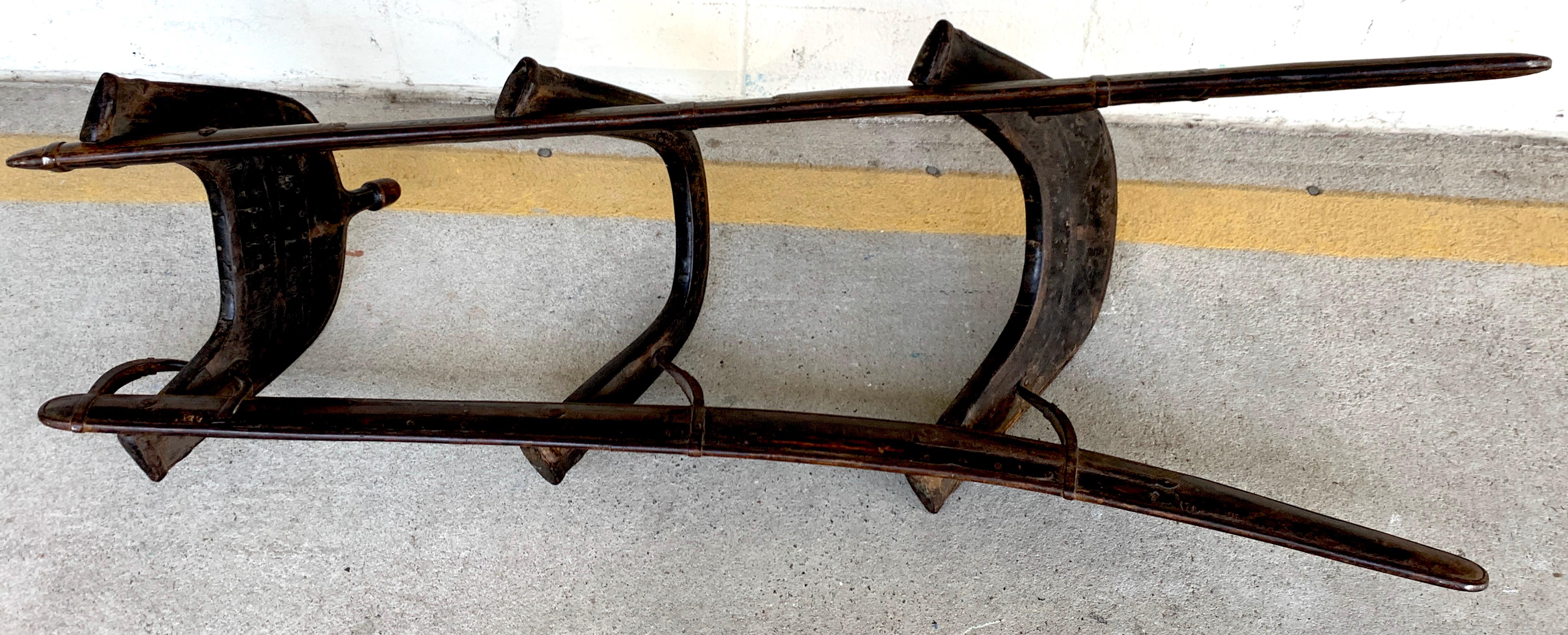 19th Century Moorish Brass Inlaid Camel Saddle /Towel Rack  For Sale