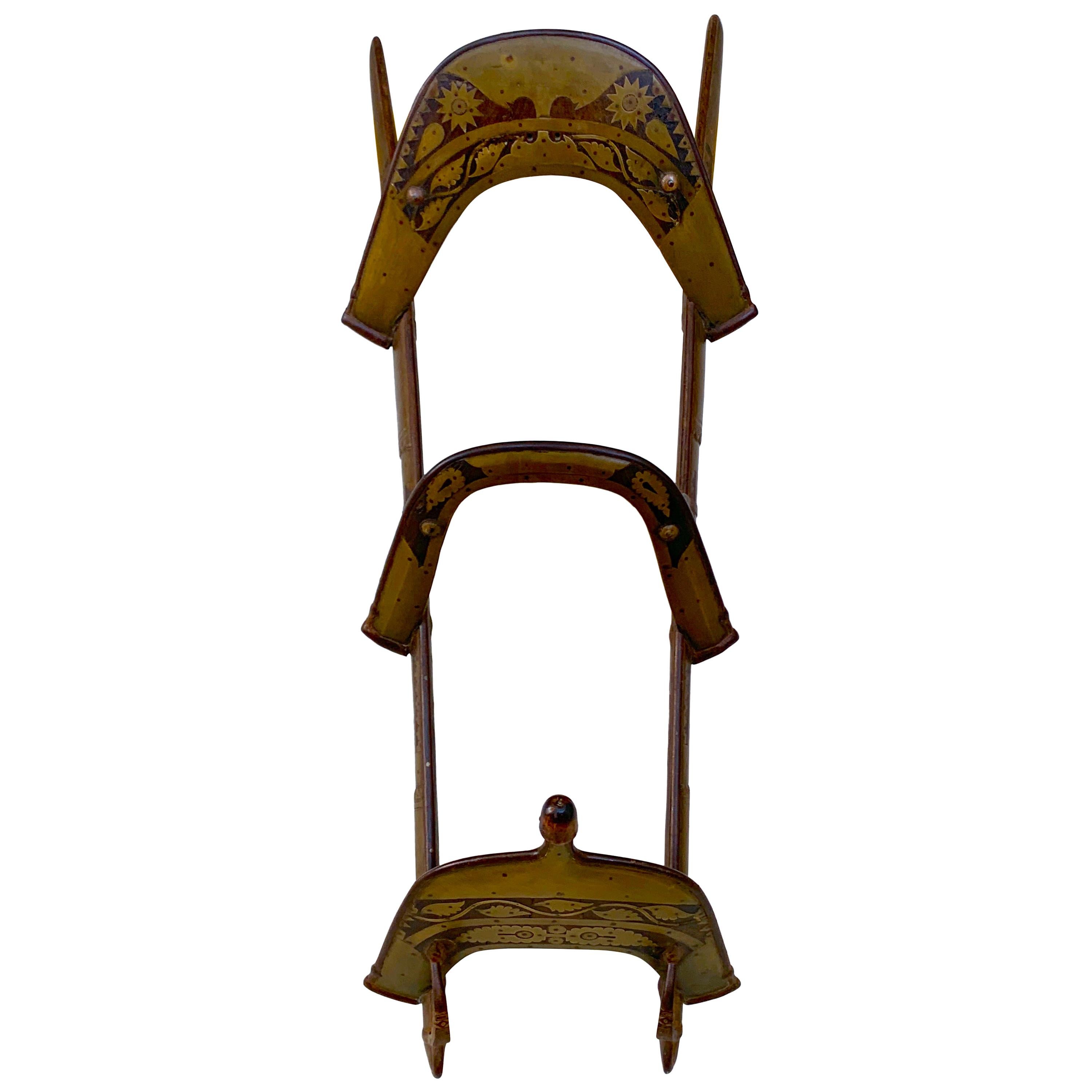 Moorish Brass Inlaid Camel Saddle /Towel Rack  For Sale