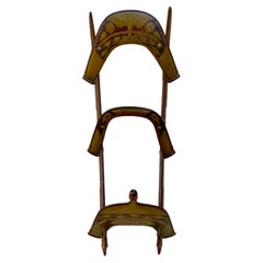 Antique Moorish Brass Inlaid Camel Saddle /Towel Rack
