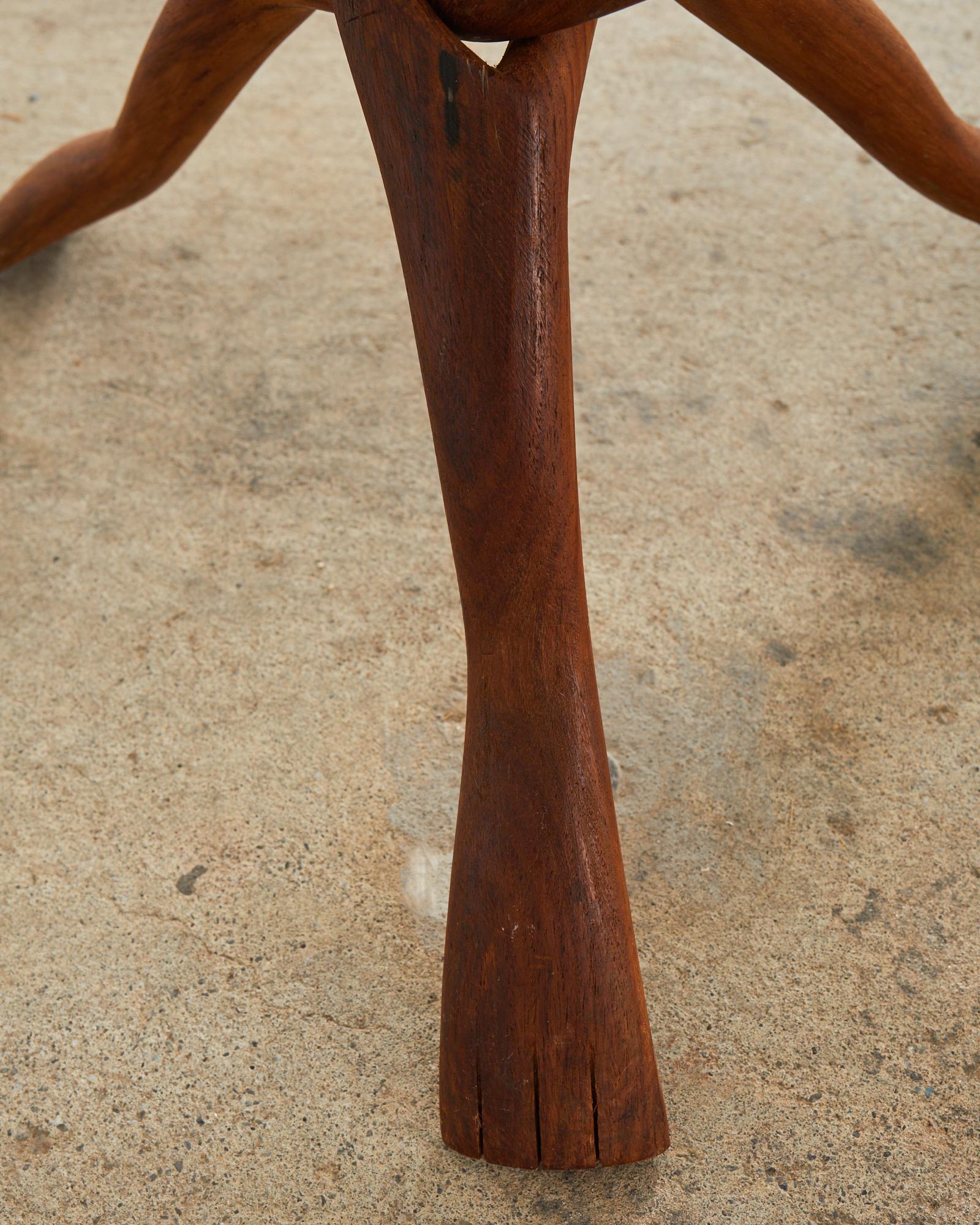 Moorish Brass Tray Table with Folding Hardwood Base For Sale 3