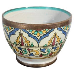 Antike marokkanische glasierte Keramikschale, handgefertigt in Fez Meknes Jobbana 1900