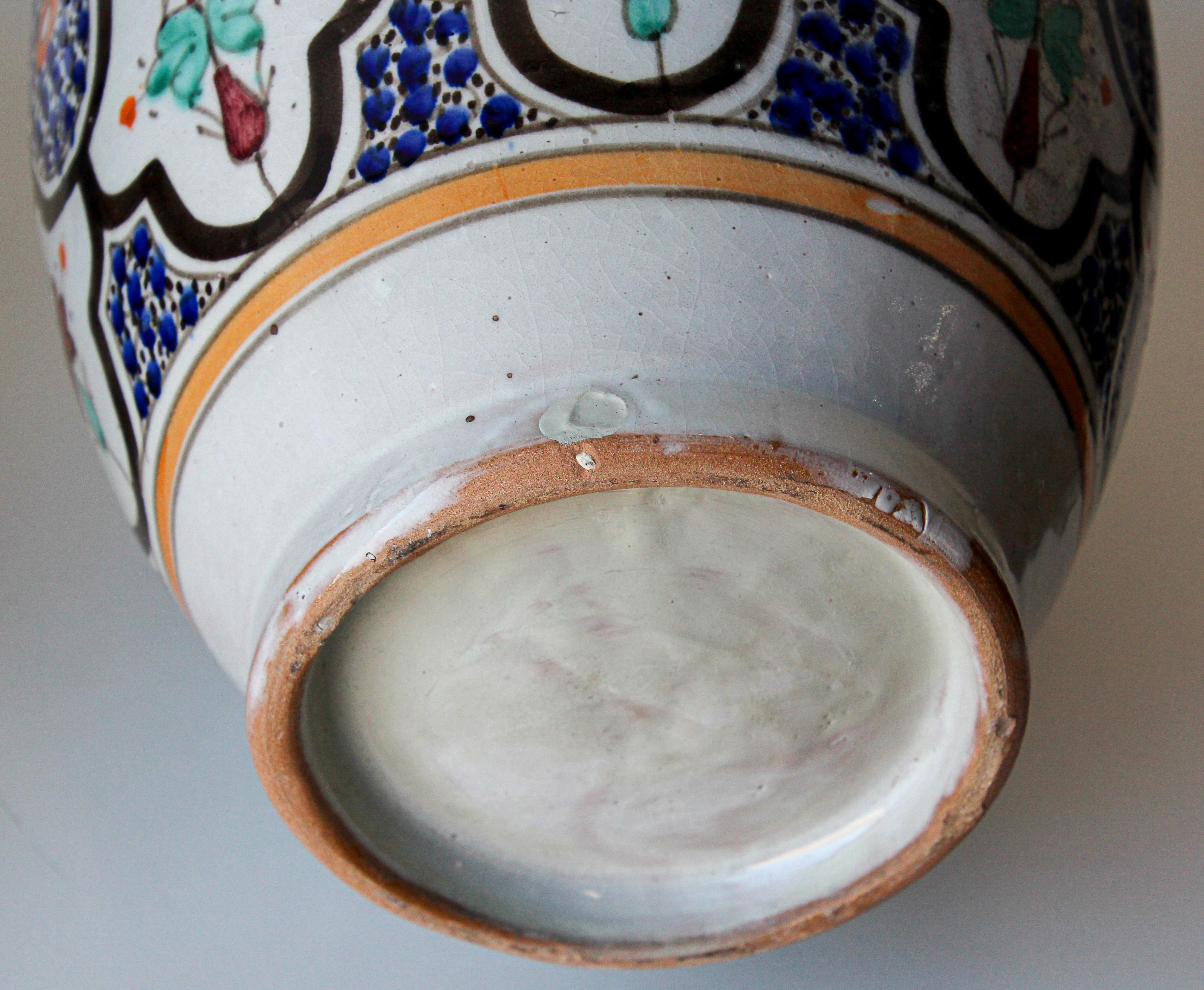 Moorish Ceramic Glazed Water Jug Handcrafted in Fez Morocco For Sale 6