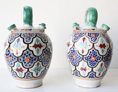 Moroccan Ceramic Glazed Water Jug Handcrafted in Fez Morocco