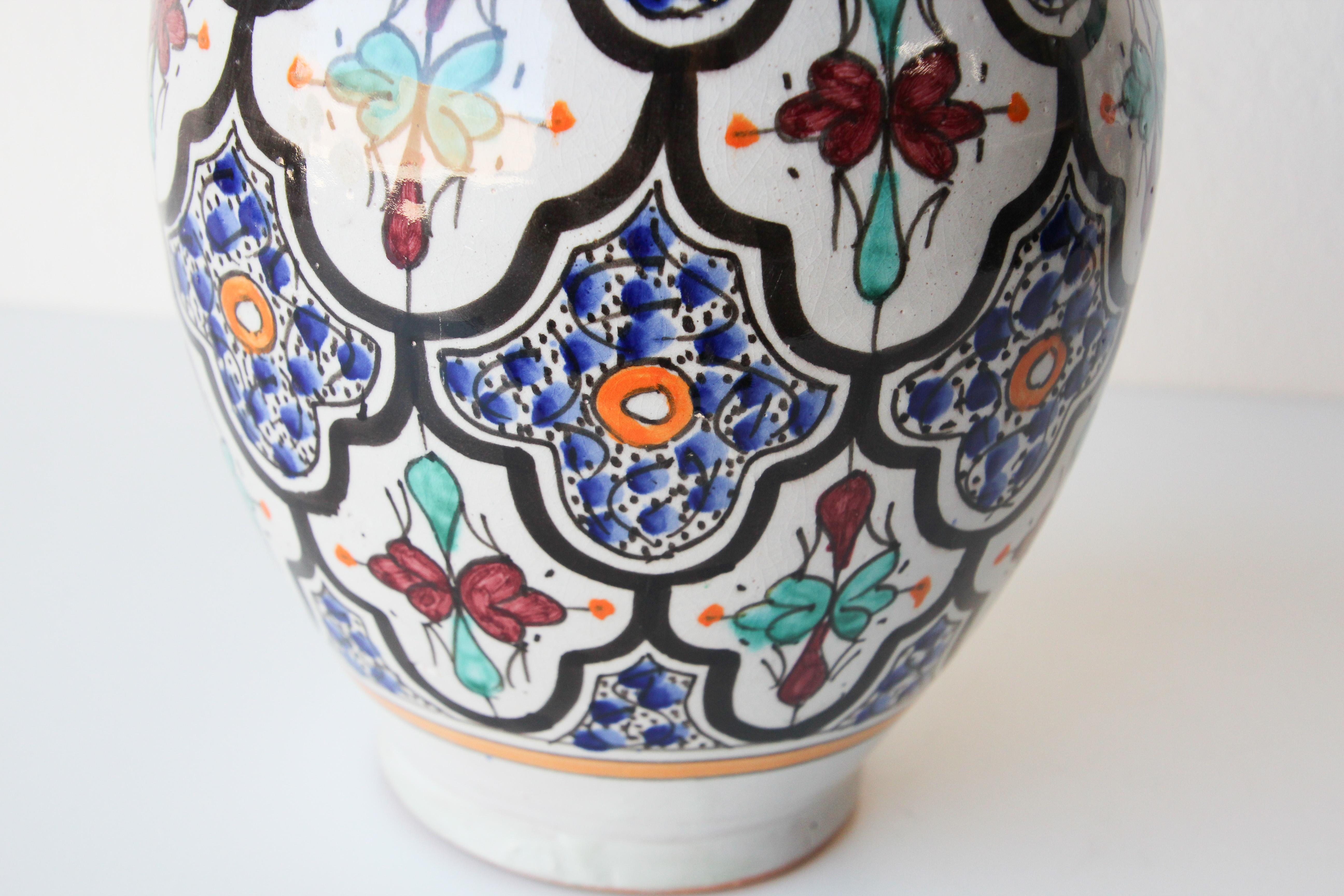 Moroccan Moorish Ceramic Glazed Water Jug Handcrafted in Fez Morocco For Sale