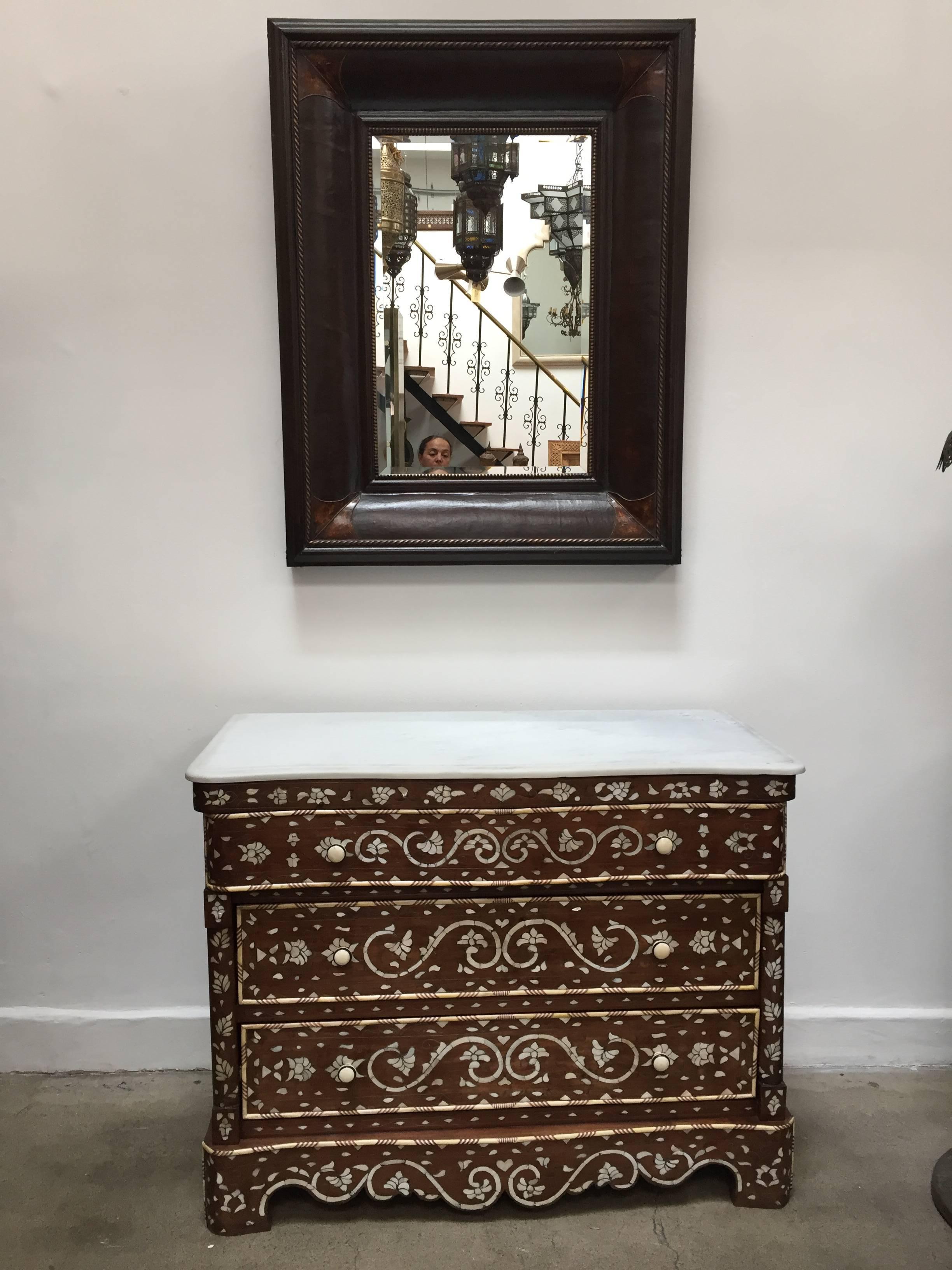 Moorish Chest of Drawers Wood Inlay Moroccan Dresser 2