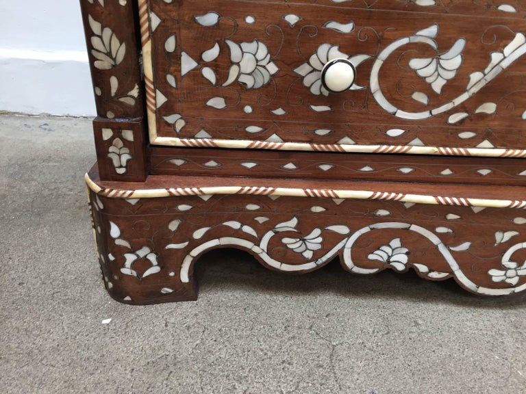 Mother-of-Pearl Moorish Chest of Drawers Wood Inlay Moroccan Dresser