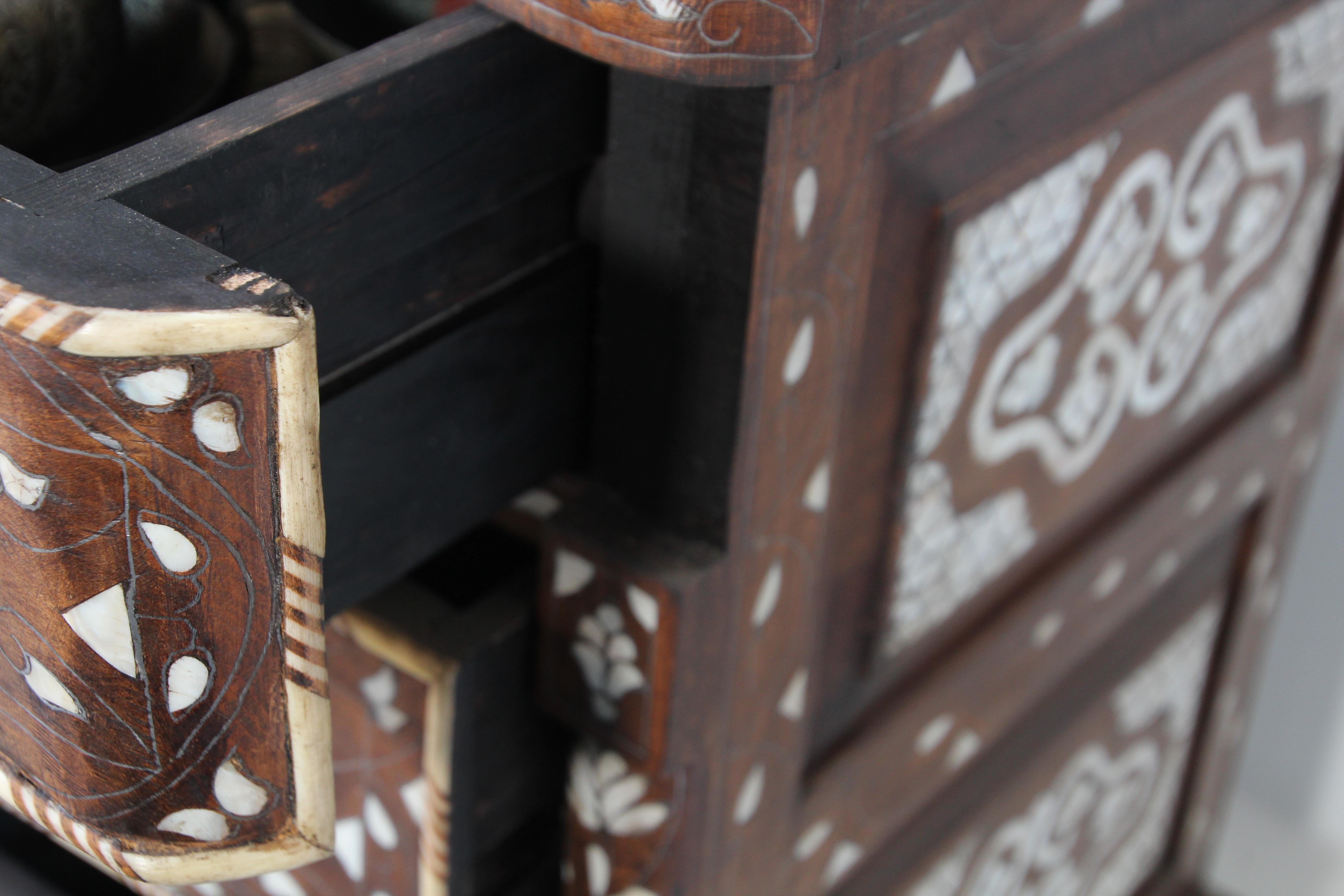 Moorish Chest of Drawers Wood Inlay Moroccan Dresser 10