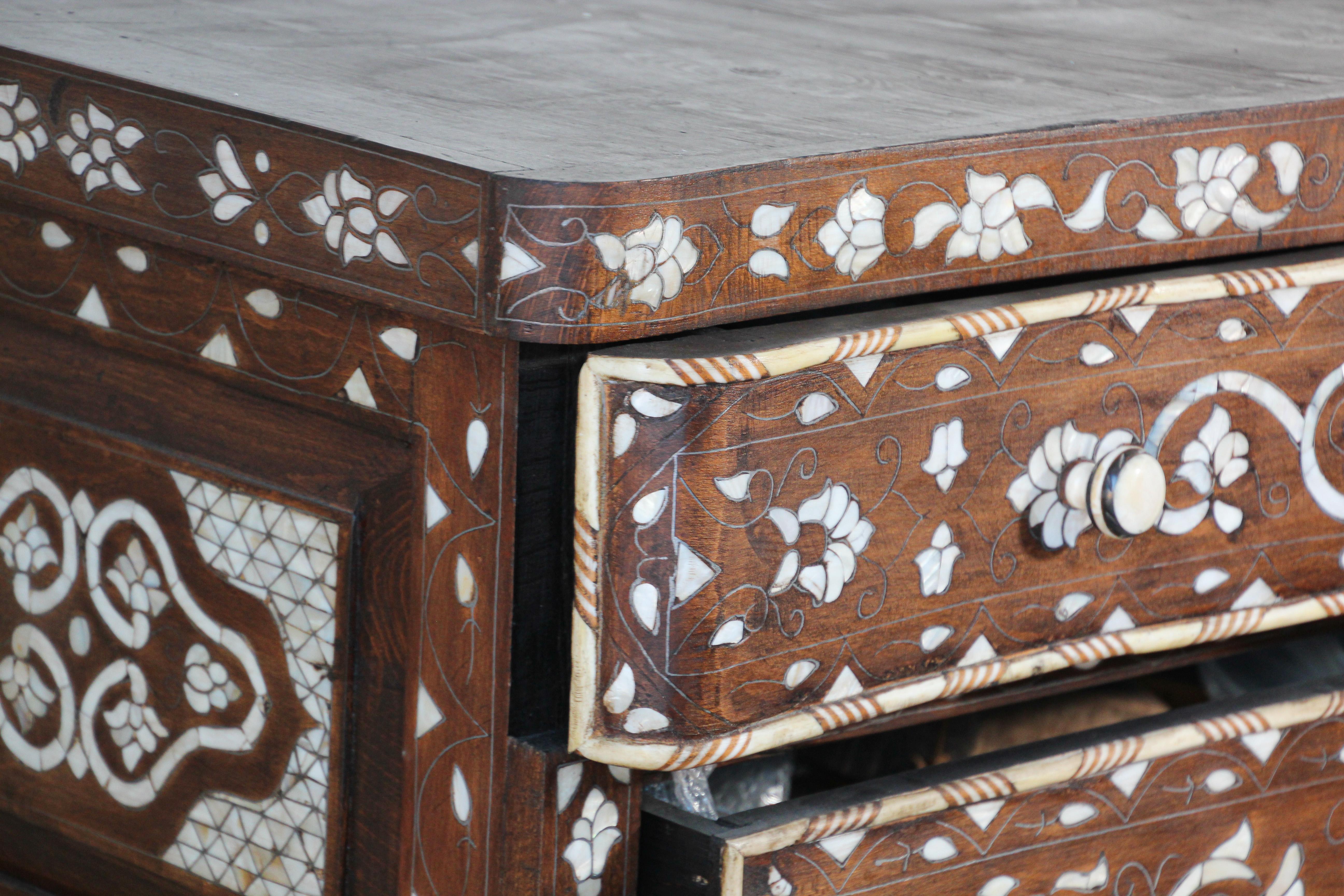 Moorish Chest of Drawers Wood Inlay Moroccan Dresser 11