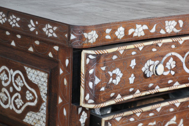 Moorish Chest of Drawers Wood Inlay Moroccan Dresser 13
